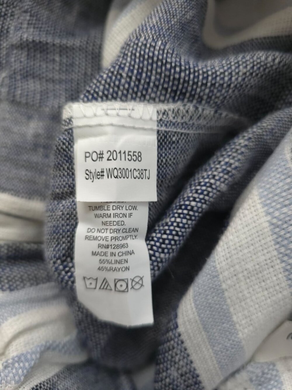 NWT Indigo Rein Blue & White Striped Linen Blend Paperbag Shorts Women's M - Picture 6 of 7